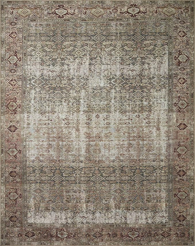 Amber Lewis x Loloi Georgie Collection GER-07 Moss / Salmon 7'6" x 9'6" Area Rug | Amazon (US)