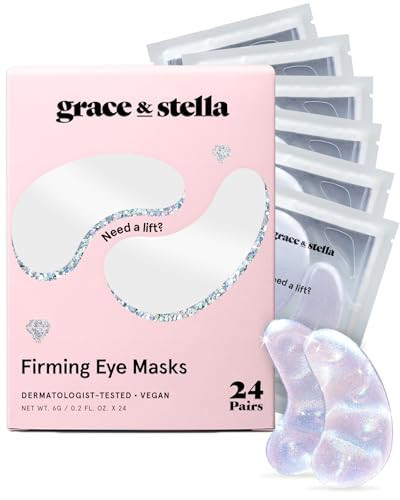 grace & stella Peptide Under Eye Patches with Niacinamide & Rice Extract - Firming Eye Masks for Dark Circles and Puffiness - Mothers Day Gift Bags - Vegan, Cruelty-Free (White, 24 Pairs) | Amazon (US)
