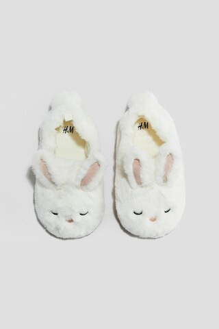 H & M - Soft Appliquéd Slippers - White | H&M (US + CA)