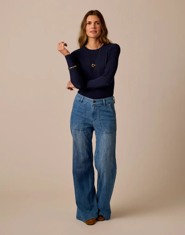 Farrah Lightweight Denim Wide Leg: Magnolia | Carve Designs