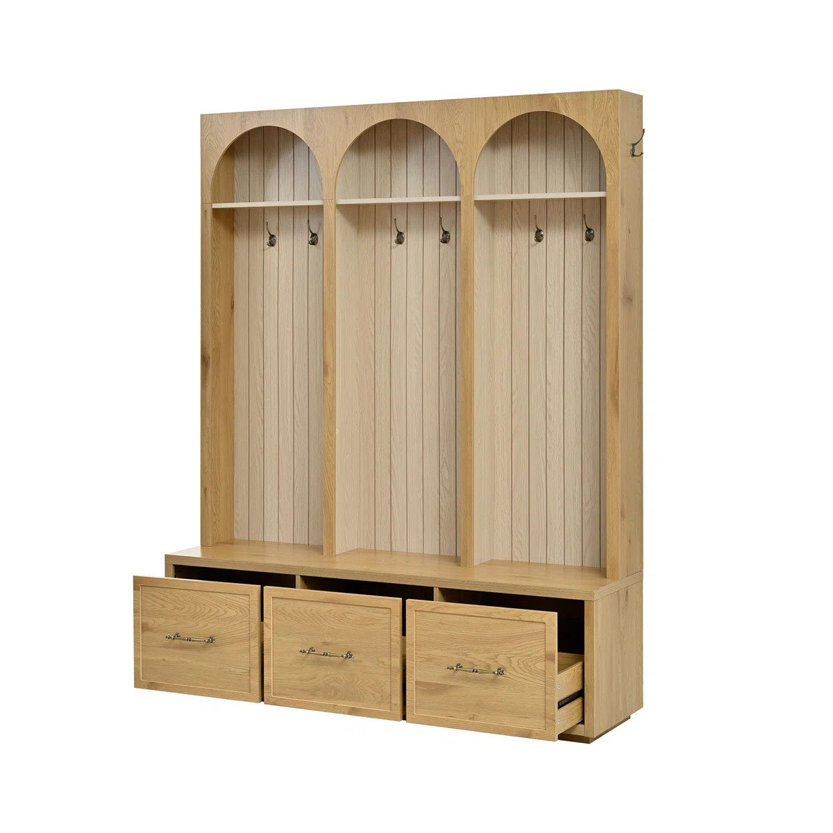 Farmhouse Wooden Style Hall Tree with Arched Design | Wayfair North America
