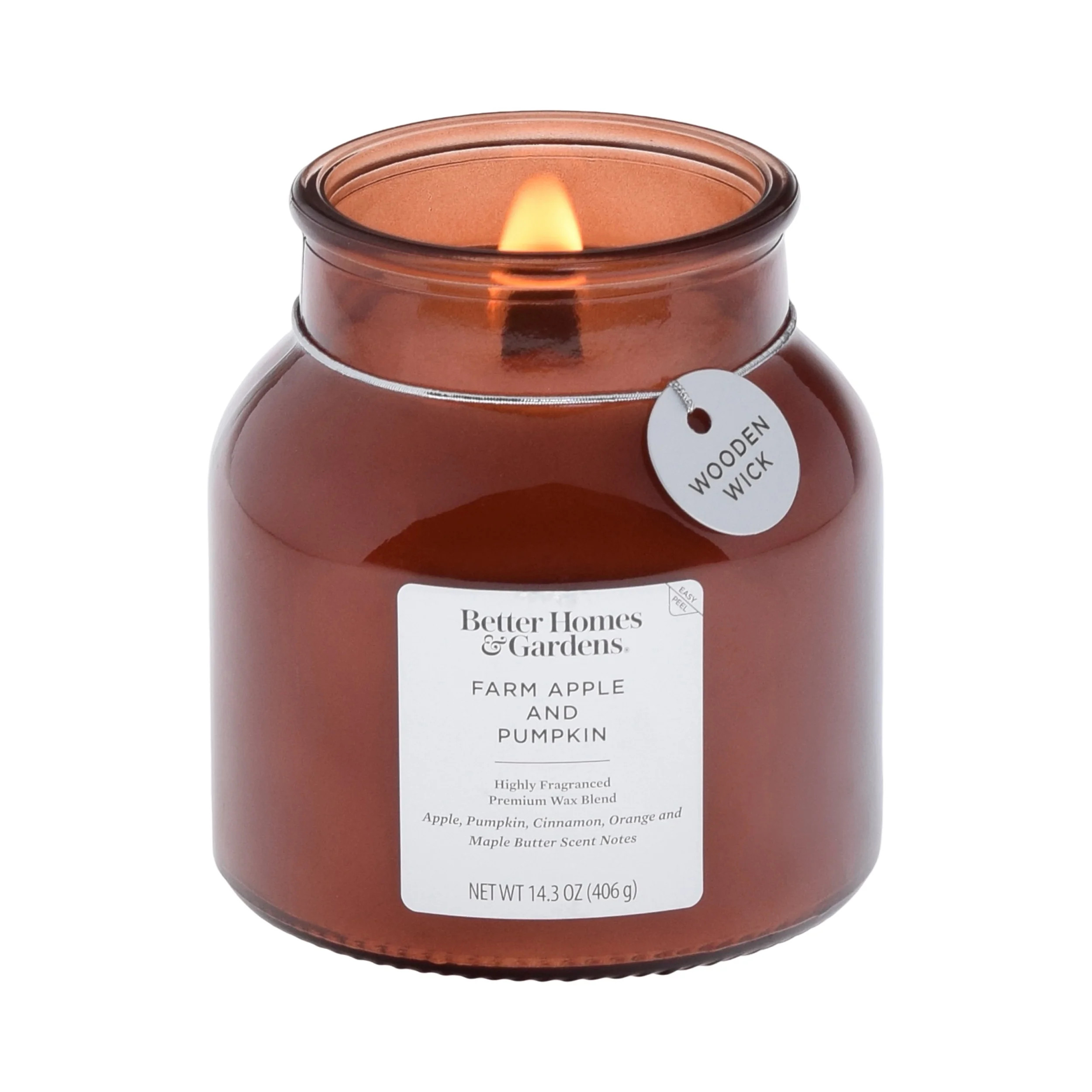 Better Homes & Gardens Farm Apple Pumpkin Scented Wooden Wick 14.3oz Jar Candle | Walmart (US)