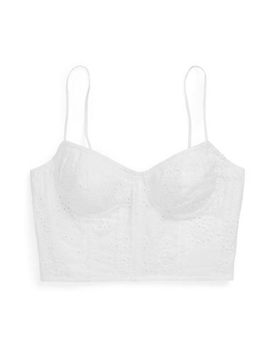 Polo Ralph Lauren Eyelet Linen Bustier Woman Top White Size 2 Linen | YOOX (US)