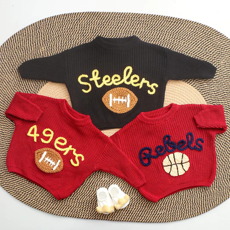Embroidered Football Sweater, Custom Sports Team Sweater, Toddler & Youth Game Day Outfit, Footba... | Etsy (Global)