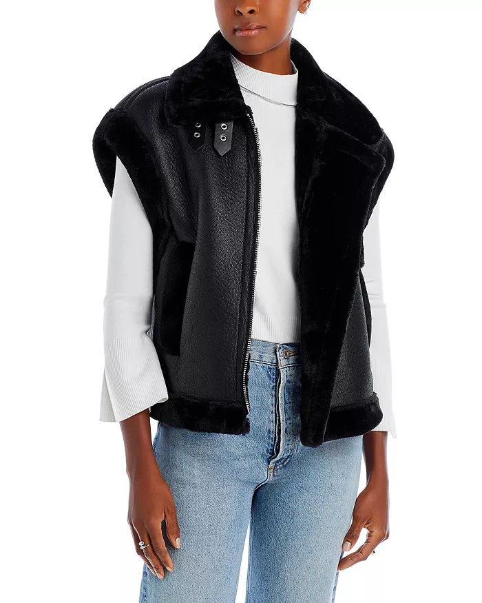 Faux Leather & Sherpa Trimmed Vest | Bloomingdale's (US)