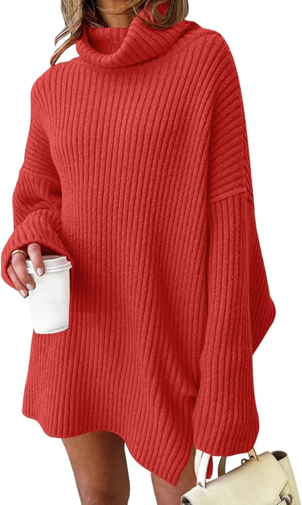 LILLUSORY Womens Turtleneck Oversized Long Sweater Dress 2025 Plus Size Tunic Pullover Knit Winte... | Amazon (US)
