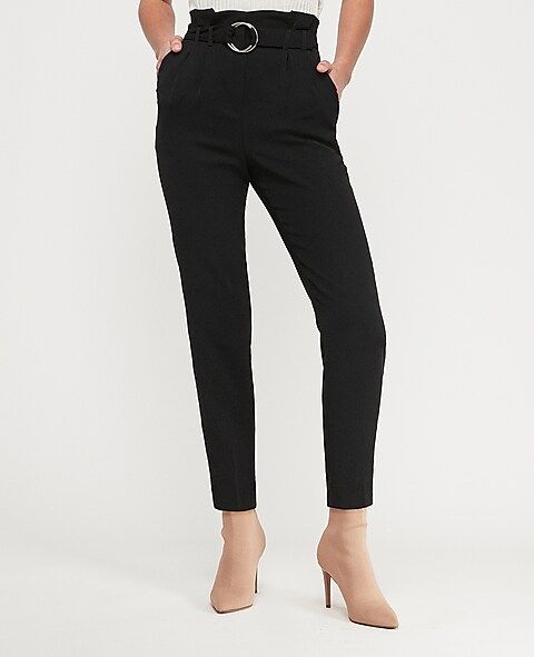 high waisted belted sash waist ankle pant | Express