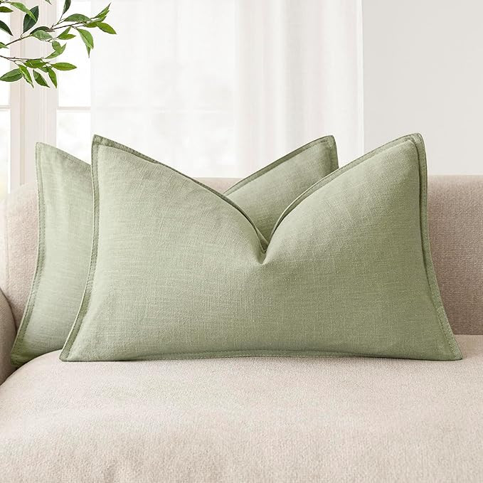 Foindtower Pack of 2, Decorative Linen Solid Throw Pillow Covers Accent Lumbar Cushion Case Boho ... | Amazon (US)