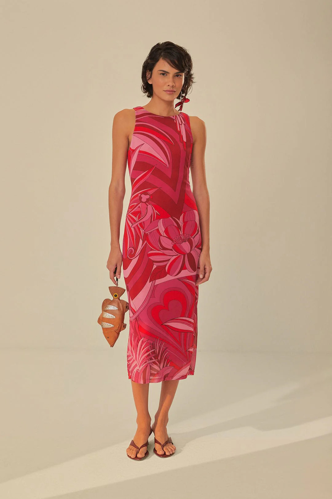 Red Endless Summer Tulle Midi Dress | FarmRio (US)