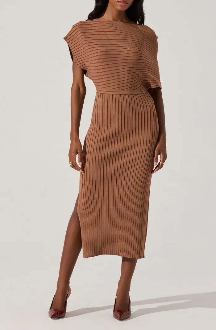 One-Shoulder Wide Rib Sweater Dress | Nordstrom