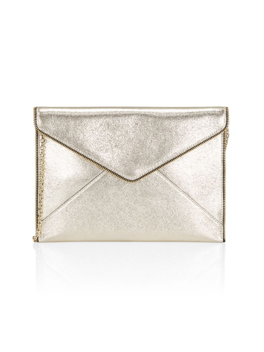 Leo Metallic Leather Clutch-On-Chain | Saks Fifth Avenue