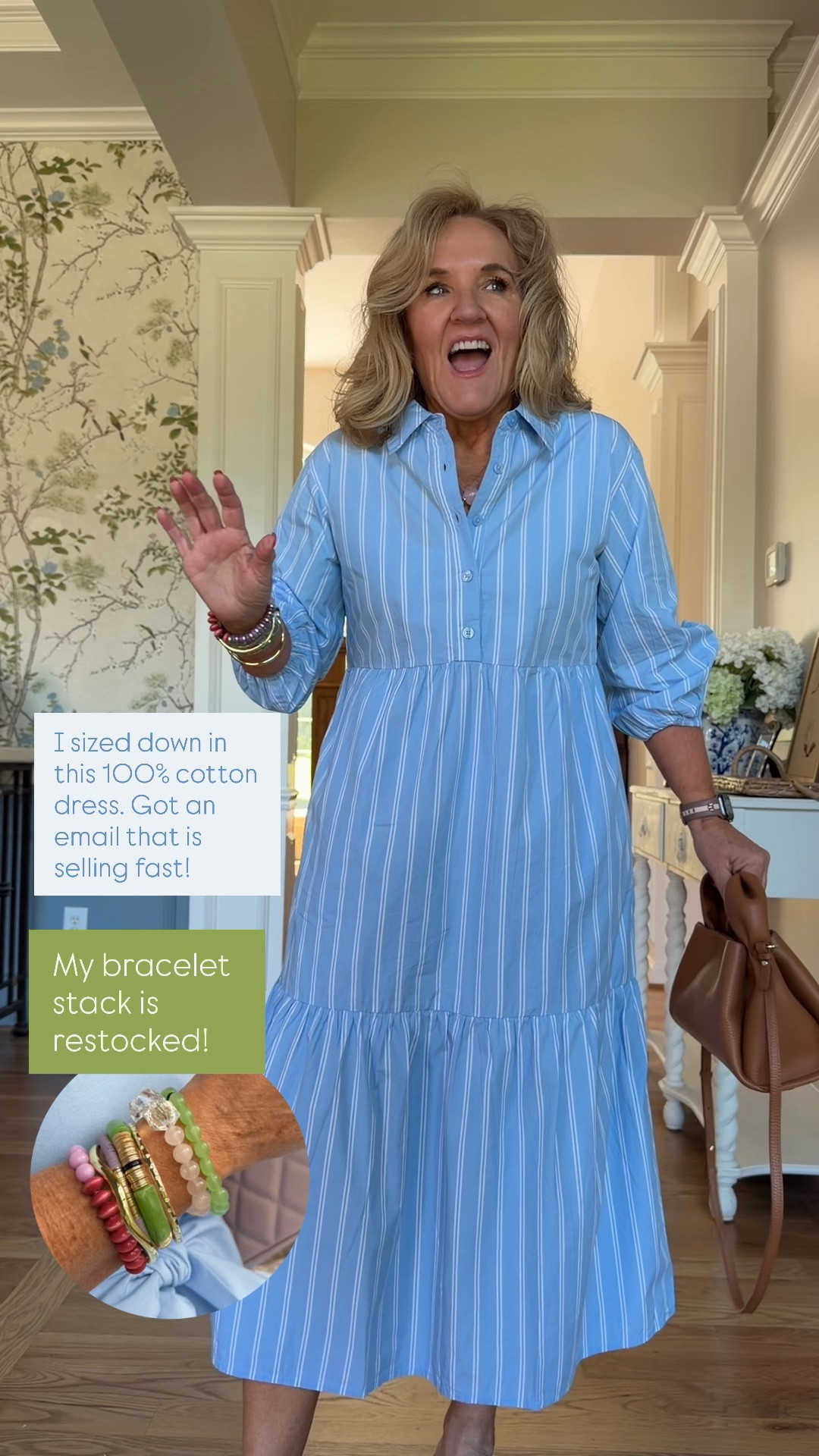 Dress size small I sized down but don’t if you’re hippy Wear to business casual office teacher dress everyday easy dress 
Bracelet stack restocked code NANETTE20 20% off

#LTKOver40 #LTKWorkwear #LTKootd