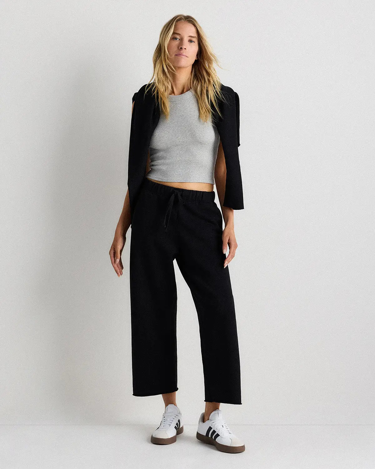 Organic French Terry Cropped Wide Leg Pants | Quince