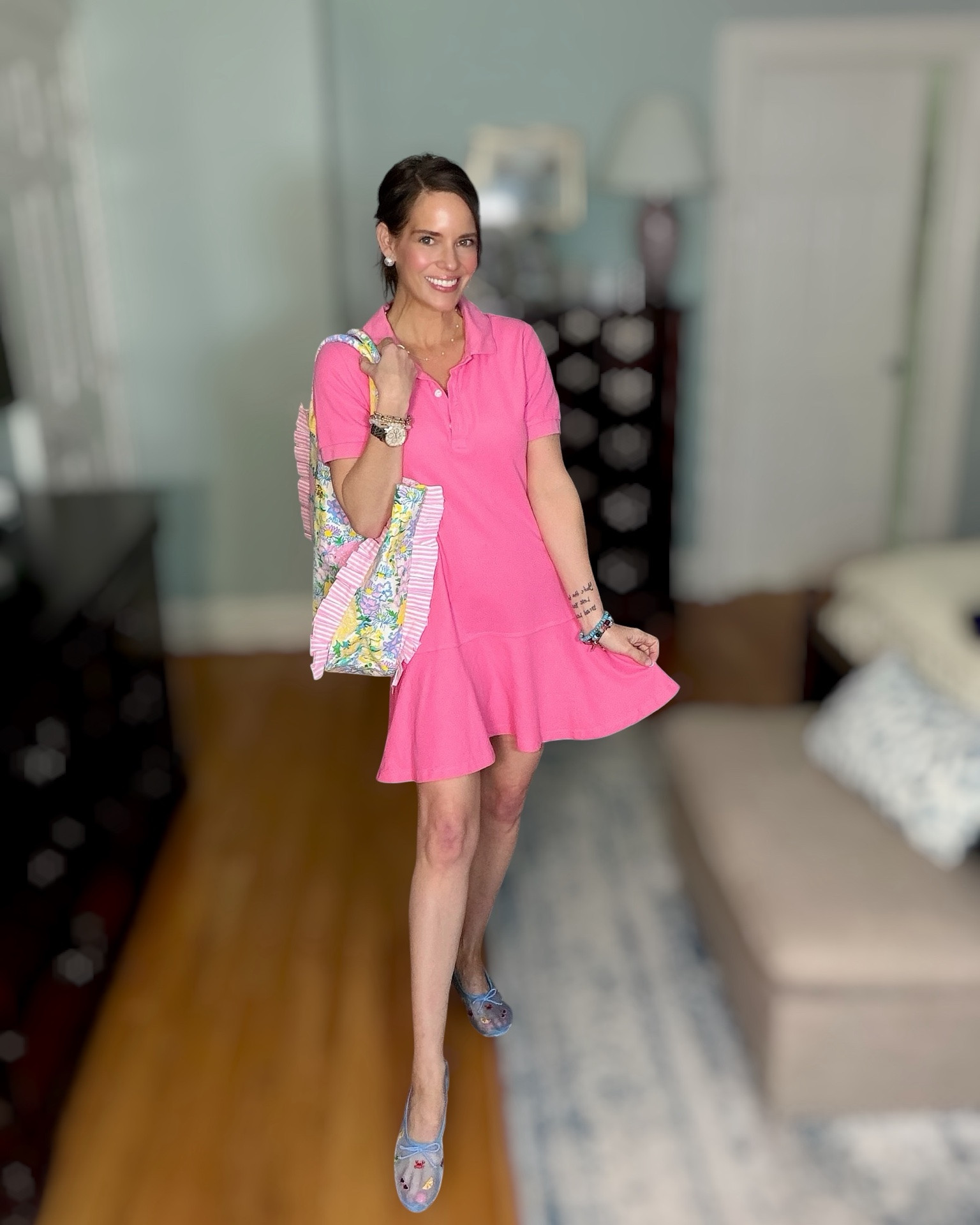 Pink Polo Dress & Coastal Flats Summer Outfit 💖🩵

This bright pink polo dress is such an easy throw-on-and-go summer outfit 💕 Styled it with the cutest coastal embroidered mesh flats, colorful stacked bracelets, pearl jewelry, and a floral ruffle tote for a fun preppy look that still feels comfortable and casual ✨

Perfect for errands, brunch, vacation, resort wear, teachers, moms on the go, or everyday summer style 🌸 The blue embroidered flats add the sweetest coastal touch with all the tiny summer details.

Pink polo dress outfit, casual preppy style, coastal grandmother aesthetic, embroidered mesh flats, colorful summer accessories, grandmillennial fashion, bright summer outfit idea, feminine casual style, floral tote bag, comfortable summer dress, Lilly Pulitzer inspired colors, summer mom outfit, vacation casual look, pink dress styling 💖🩵🌸

#LTKSeasonal #LTKootd #LTKPetite