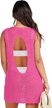 ANRABESS Women Swimsuit Crochet Swim Cover Up Summer Bathing Suit Swimwear Knit Sleeveless Pullov... | Amazon (US)