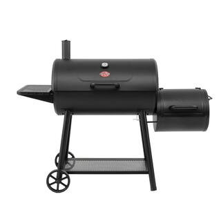 Char-Griller Smokin' Champ Charcoal Grill Offset Smoker in Black 1733 - The Home Depot | The Home Depot