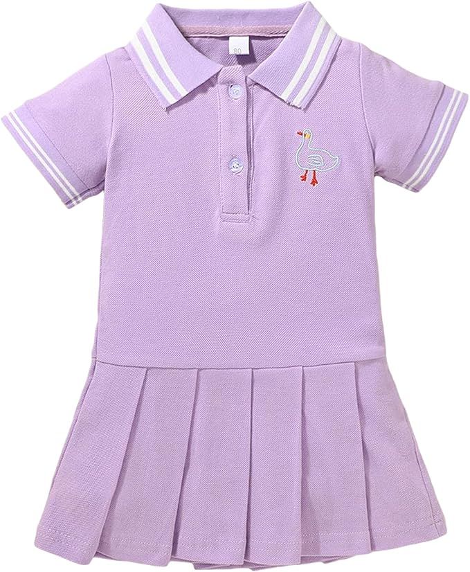 Adjiukoyidi Toddler Little Girl Dresses Short Sleeve Tennis Dress Polo Shirt Dresses Pleated Dres... | Amazon (US)
