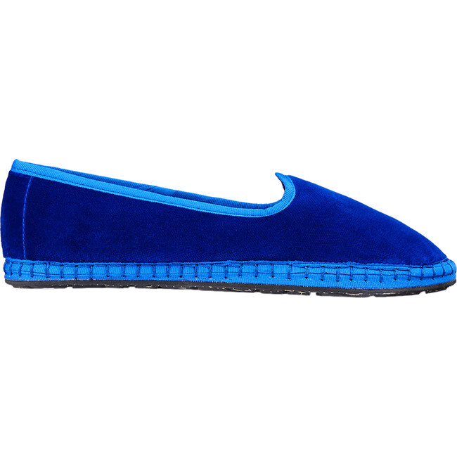 Flabelus | Women's Electra Piped Velvet Slip-On Shoes, Electric (Blue, Size US 5/EU 36) | Maisonette | Maisonette