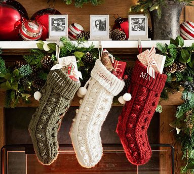 Knit Pom Pom Stocking | Pottery Barn (US)