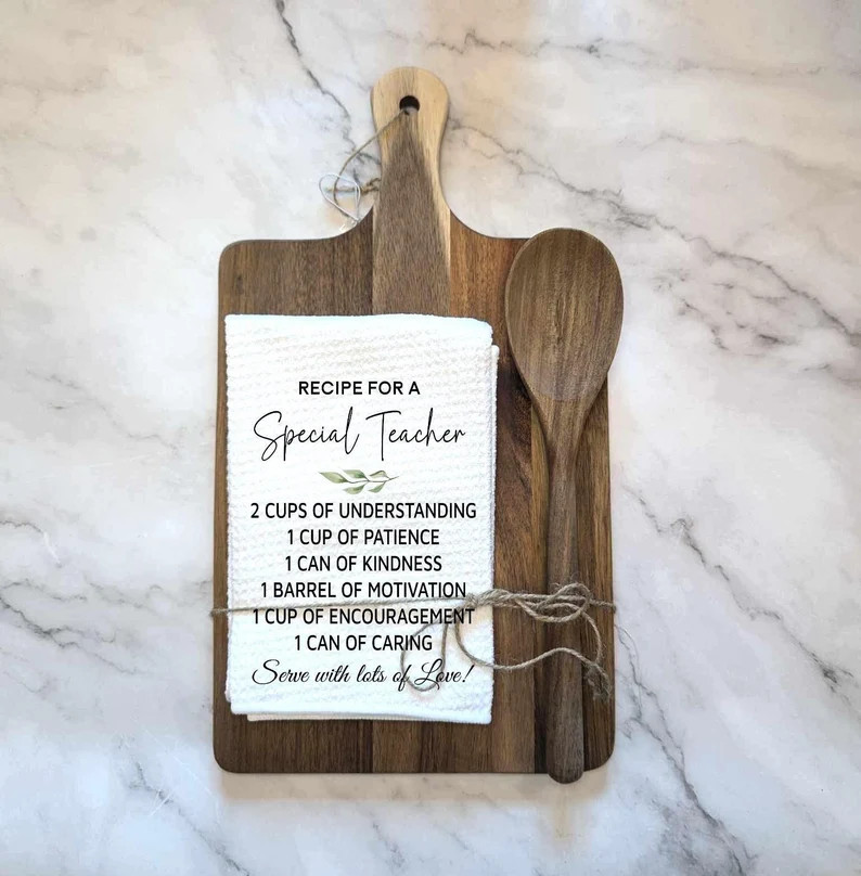 Teacher Gift Cutting Board Spoon Tea Towel Gift Set, Recipe for A Special Teacher, Teacher Gift, ... | Etsy (US)