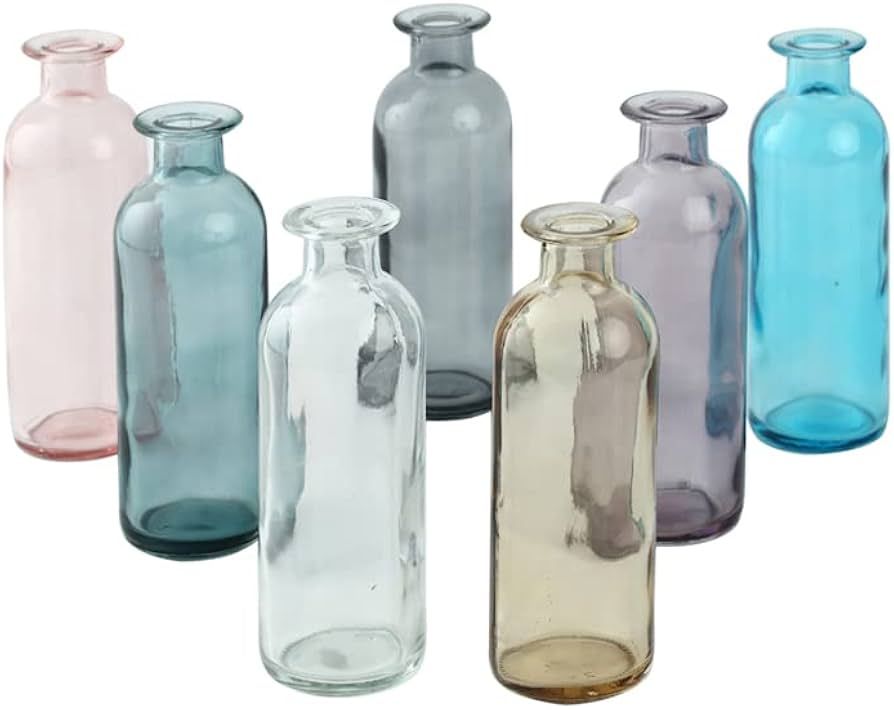 Glass Vases for Centerpieces,Unique Flower Vase,Decorative Glass Vase.(7 pcs,Multicolor) | Amazon (US)