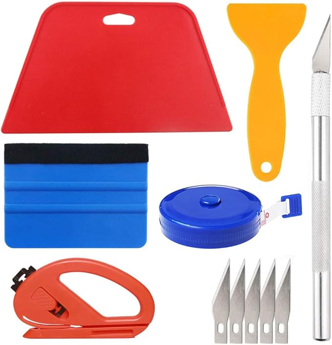 Wallpaper Smoothing Tool Kit Include red Squeegee,Medium-Hardness Squeegee, blue Tape Measure,sni... | Amazon (US)