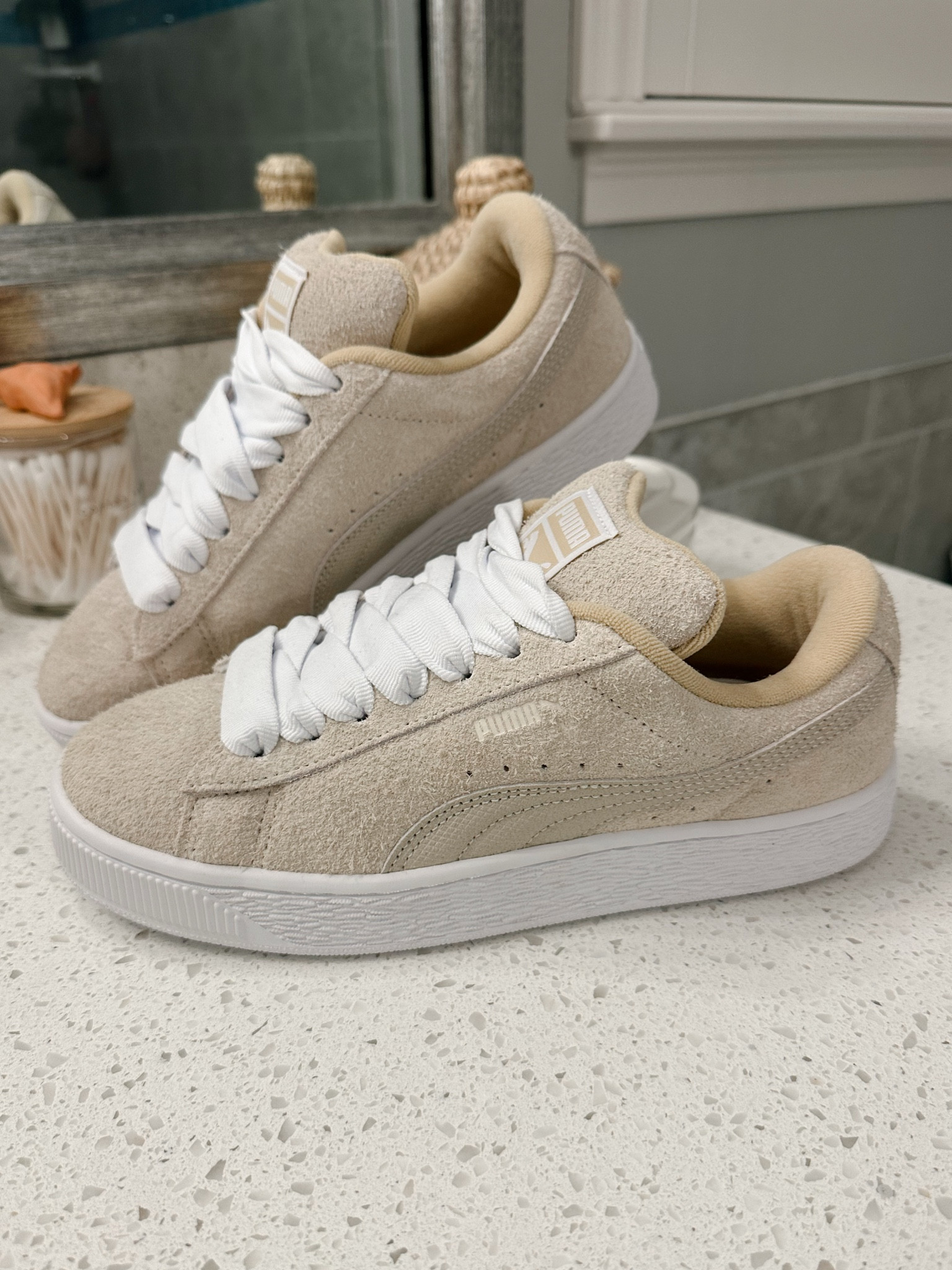 Neutral super comfy and chic sneakers, love the nude tone and white wide laces you can lace them so many ways. #sneakers #puma #ladieskicks #sneakerhead #shoes #tansneaker #neutralsneaker #oldschoolshoes #widelaces 

#LTKShoeCrush #LTKGiftGuide #LTKStyleTip