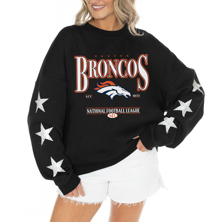 Denver Broncos Gameday Couture Women's Rhinestone Star Sleeve Settle the Score Tri-Blend Pullover... | Fanatics