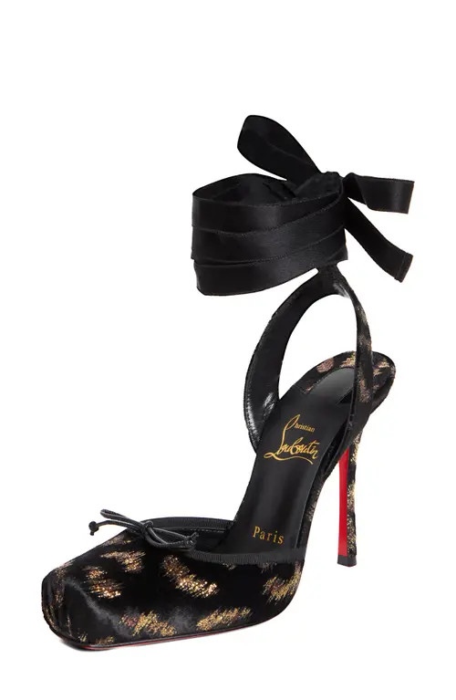 Christian Louboutin Cassia Ankle Tie Pump in Black Copper at Nordstrom, Size 5.5Us | Nordstrom