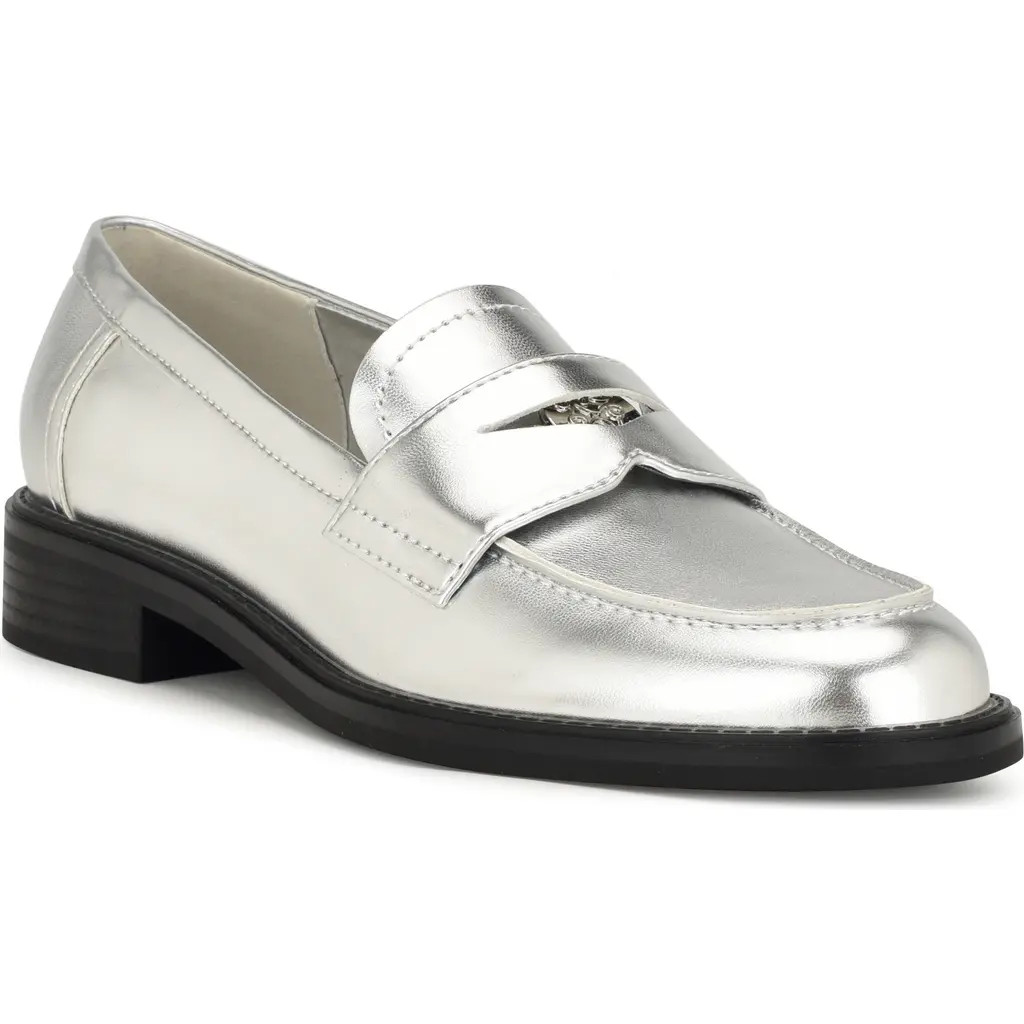 Nine West Seeme Penny Loafer in Silver at Nordstrom, Size 9.5 | Nordstrom