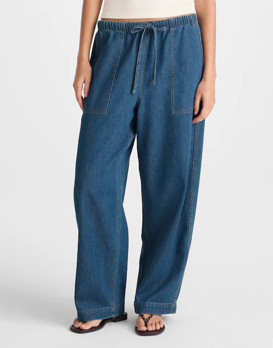 Pull-On Barrel-Leg Utility Pants in Airy Denim | Madewell