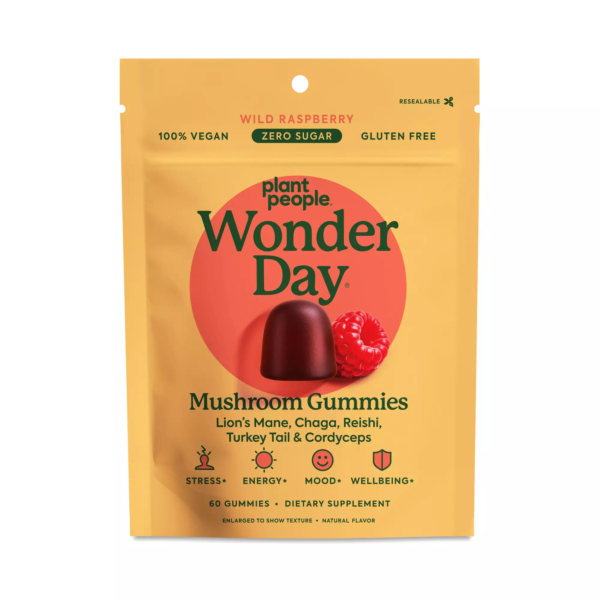 Plant People Wonder Day Mushroom Gummies, Wild Raspberry 60 gummies | Thrive Market