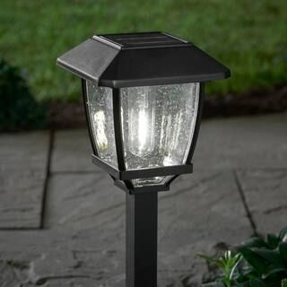 Hampton Bay Solar Black LED Path Light 14 Lumens with Seedy Glass Lens and Vintage Bulb P5100-01-... | The Home Depot