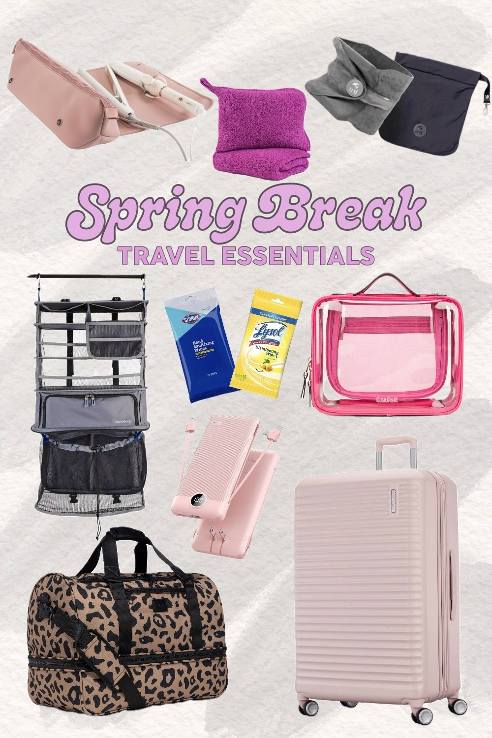 Spring break is almost here, and I've rounded up all the luggage and packing essentials you need for the perfect getaway! Start with the perfect carry-on or checked suitcase—think lightweight, durable, and stylish in fun colors like blush pink, sleek black, or classic navy. Don't forget organizational must-haves like packing cubes to maximize space, a hanging toiletry bag for toiletries, and a cute travel jewelry case to keep accessories tangle-free. Toss in a spacious beach tote for day trips, a portable phone charger for long travel days, and a comfortable travel pillow for the journey. Whether you're heading to the beach, a city escape, or a road trip, these essentials will keep you organized and stress-free. Shop all my favorite spring break luggage and packing finds.

#LTKSeasonal #LTKTravel #LTKdayinmylife