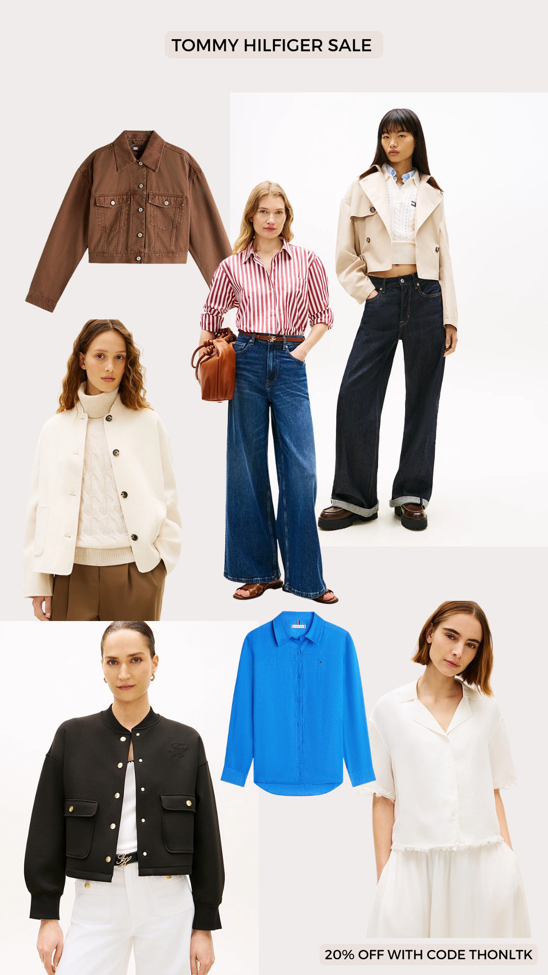 Use code THONLTK for 20% off in the exclusive LTK X Tommy Hilfiger sale 

tommy hilfiger sale, wide leg jeans, dark wash denim, blue jeans, striped button down, red stripe shirt, cropped trench jacket, beige trench coat, brown denim jacket, cream knit sweater, cable knit, ivory jacket, black cropped jacket, blue button up shirt, white shirt dress, neutral outfit, classic style, preppy fashion, casual chic, spring outfit, wardrobe staples, elevated basics, polished casual, timeless style 

 #LTKxTommyHilfiger #LTKsummer #LTKeurope