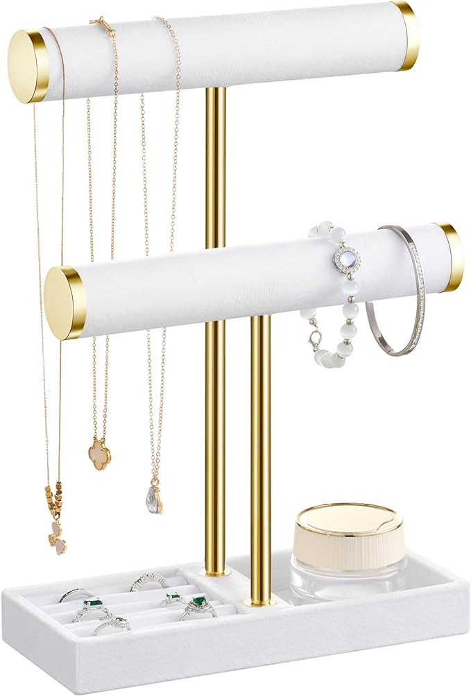 2 Tier Bracelet Holder Display - Detachable T Bar White Velvet Bracelet Holder, Jewelry Holder Or... | Amazon (UK)