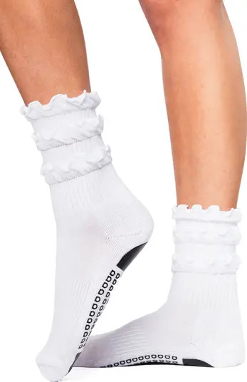 Triple Ruffle Gripper Crew Socks | Nordstrom