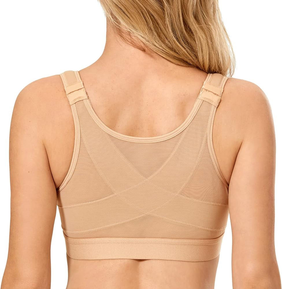 DELIMIRA Women's Front Closure Posture Wireless Back Support Full Coverage Bra Polyamide Polyeste... | Amazon (US)
