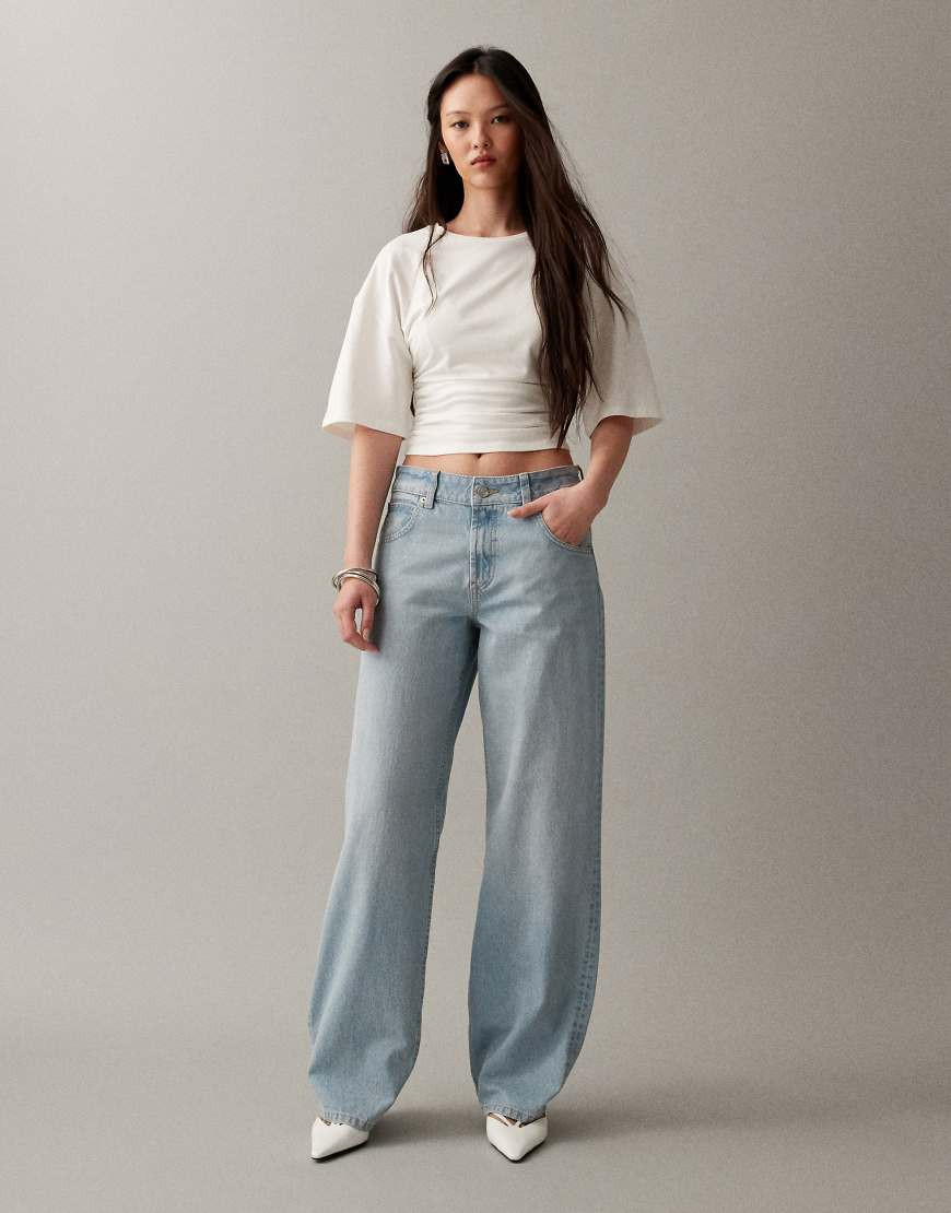 ASOS DESIGN low rise baggy jeans in soft light midwash-Blue | ASOS (Global)