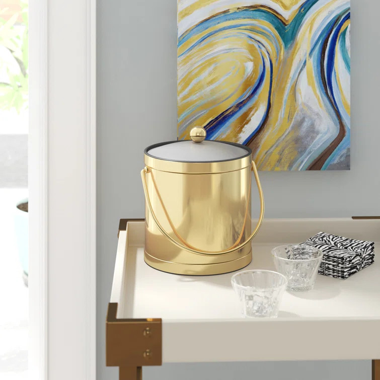 Dajavette 3 Qt Ice Bucket with Lucite Cover in Polished Brass | Wayfair North America