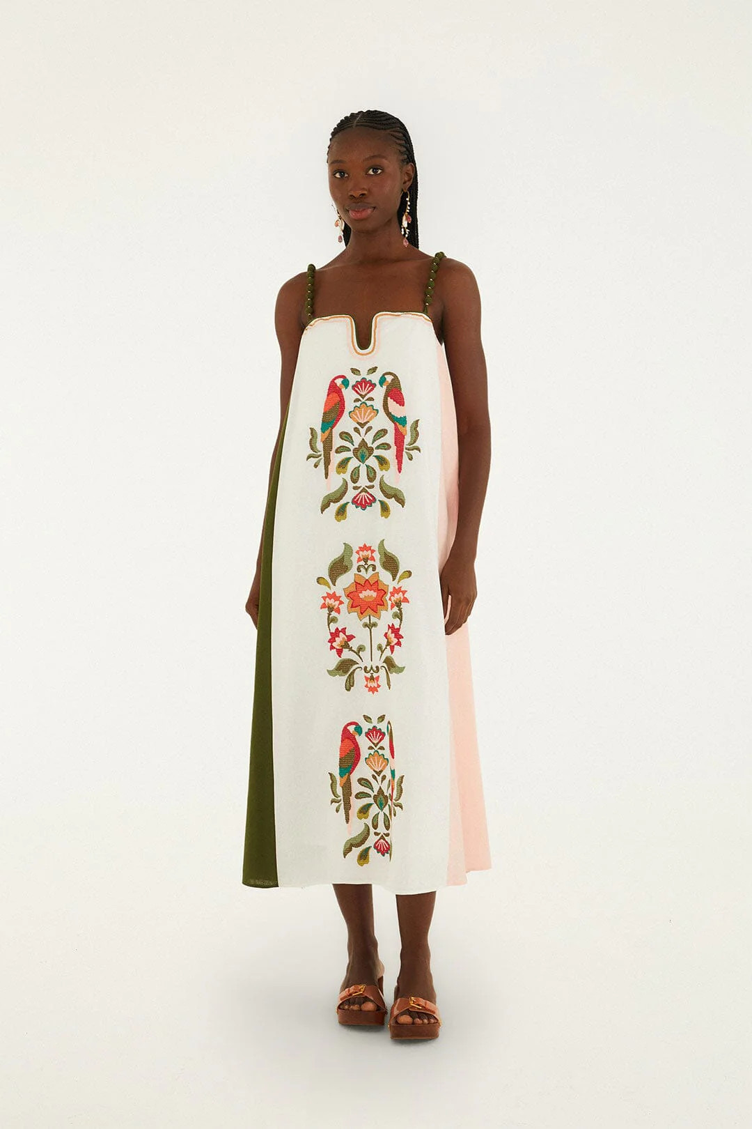 Cross Stich Embroidery Maxi Dress Sleeveless | FARM Rio | FarmRio (US)