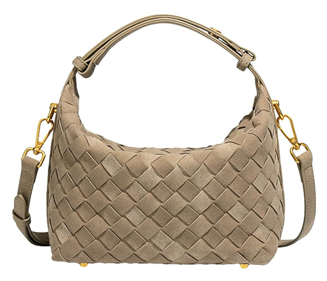 Women's Suede Woven Bag Shoulder Tote Purse Faux Suede Crossbody Handbag Clutch Woven Hobo Bag Sa... | Amazon (US)