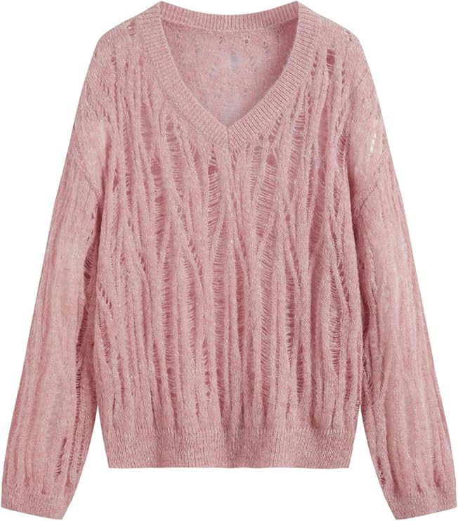 CIDER Knit Wool-Blend V-Neck Soild Long Sleeve Sweater | Amazon (US)