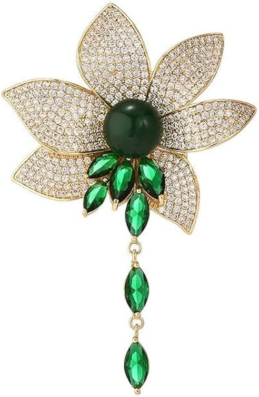 EMEGCY Flower Brooch for Women Girls Flower Rhinestone Brooch Gold Plated Lapel Pin Clothing Acce... | Amazon (US)