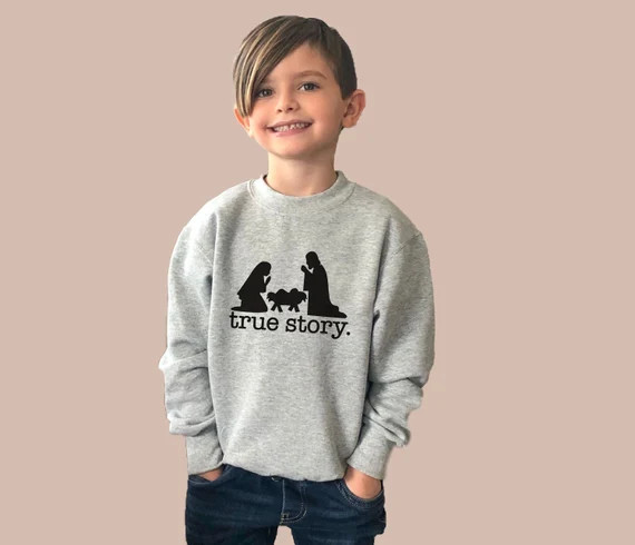 True Story Holiday Nativity Scene sweater, Religious Christian Christmas Sweatshirt, Jesus shirt ... | Etsy (US)