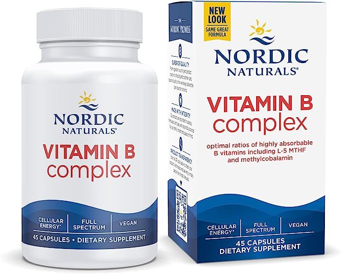 Nordic Naturals Vitamin B Complex - 45 Capsules - Thiamine, Riboflavin, Niacin, Vitamin B6 & B12,... | Amazon (US)