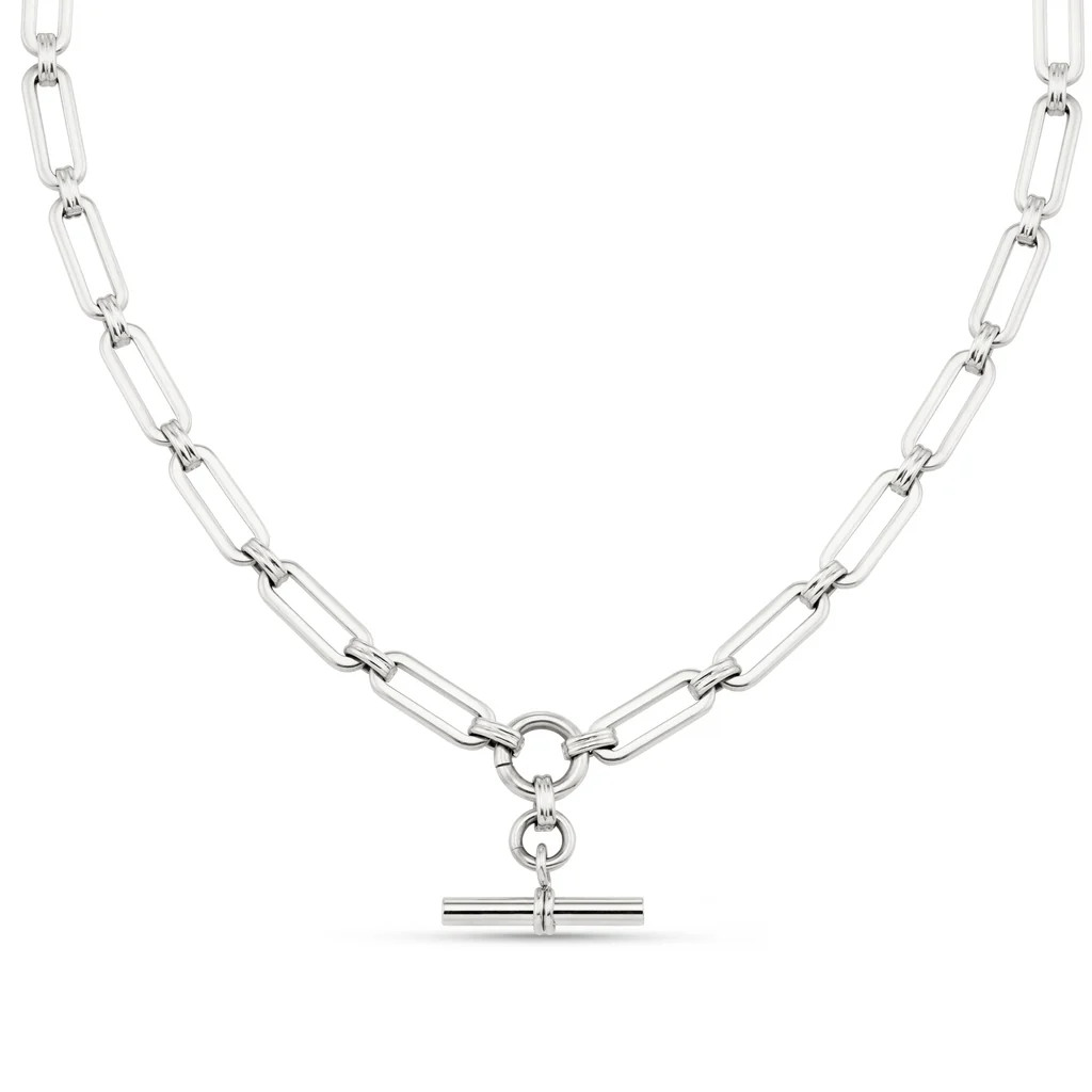LUXE Linear Link T-Bar Necklace - Silver | Orelia