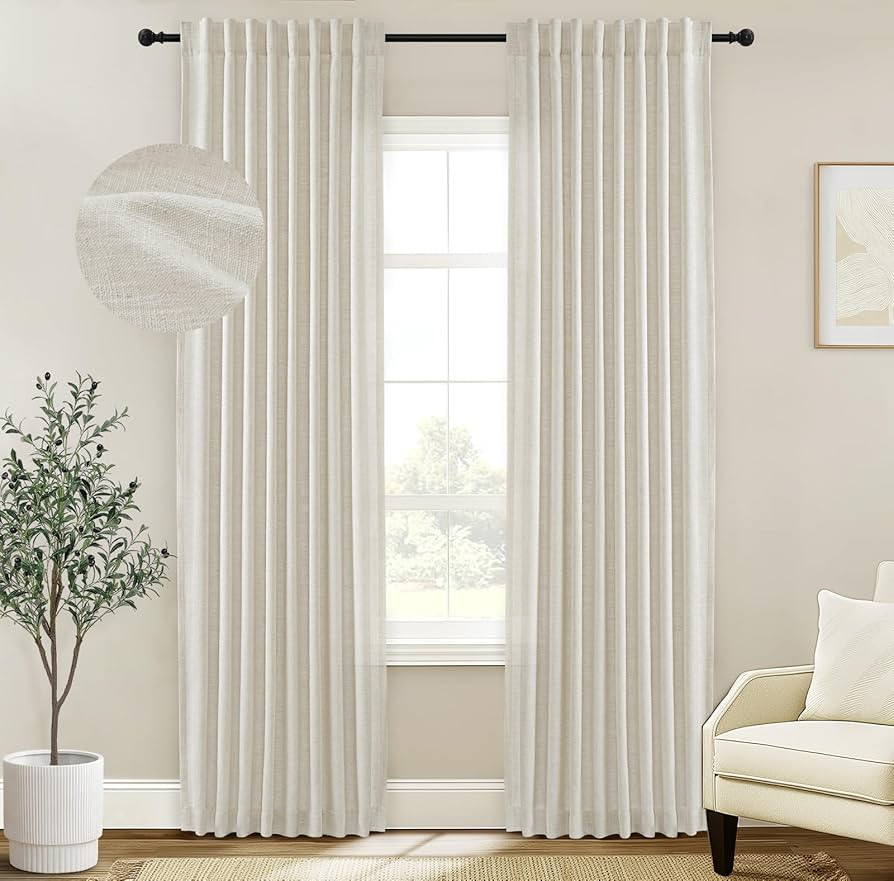This item:  INOVADAY Linen Curtains 108 Inches Long for Living Room Bedroom, Back Tab Sheer Priva... | Amazon (US)