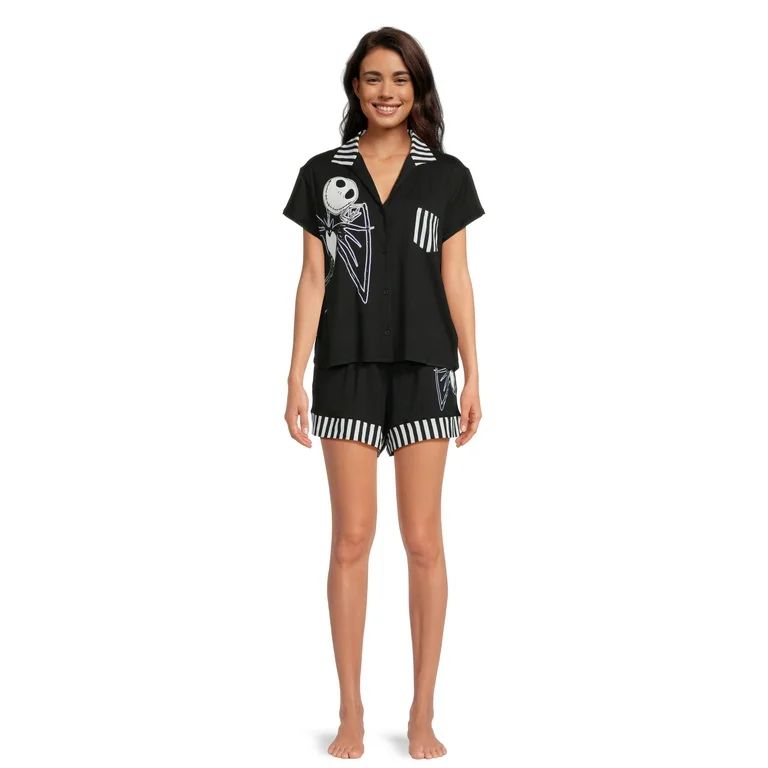 Disney Nightmare Before Christmas Women's Top and Shorts Pajama Set, 2-Piece, Sizes XS-3X - Walma... | Walmart (US)