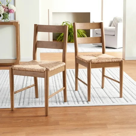 My Texas House Laurel Dining Chairs with Woven Seagrass Seat, Warm Brown, 2 Pack | Walmart (US)